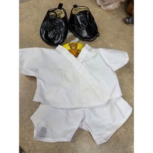 Build-A-Bear Workshop Karate Gi Outfit White Martial Arts Uniform Black Shoes